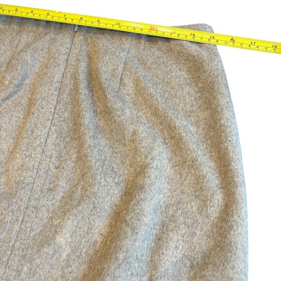 ANN TAYLOR Wool Skirt Sz 6 Taupe Cream Back Zip Front Pockets Knee Length - Picture 13 of 13